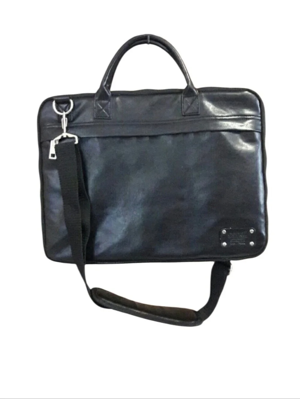 Denali Black Leather Laptop Bag